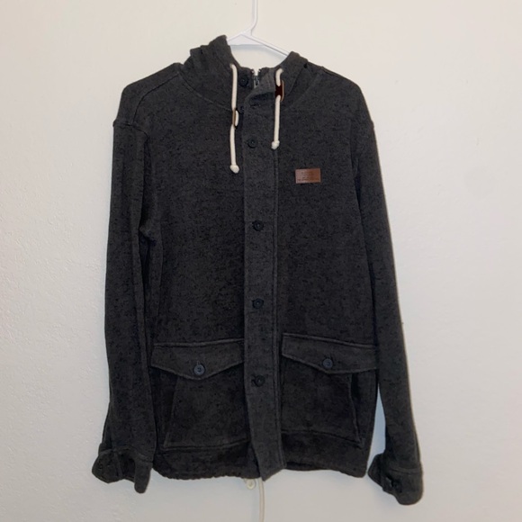 skater y2k charcoal hoodie long sleeve punk Vans jacket zip button up sweatshirt - Picture 9 of 13